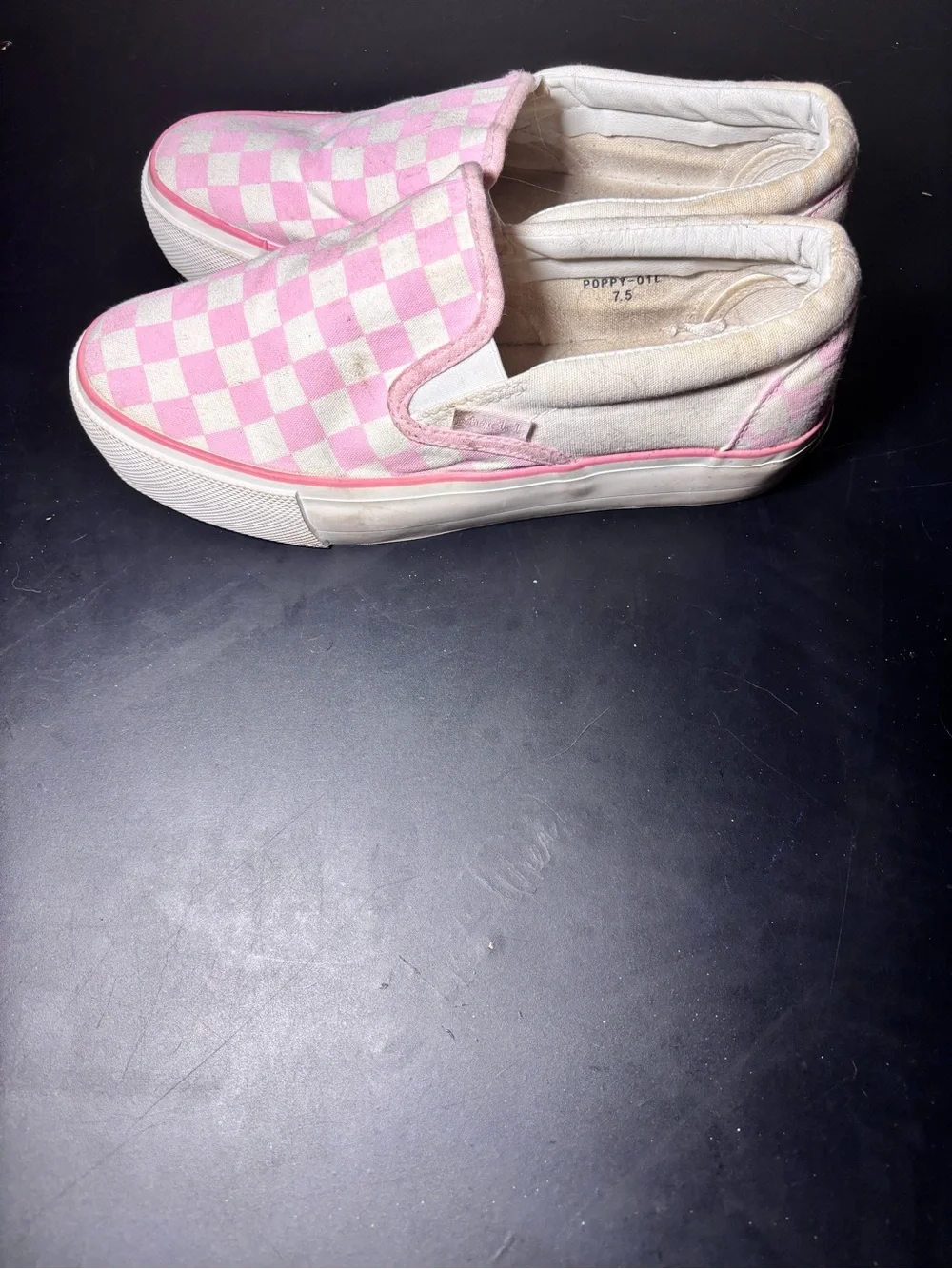 Mudd Slip-On Checkerboard Sneakers - Pink & White